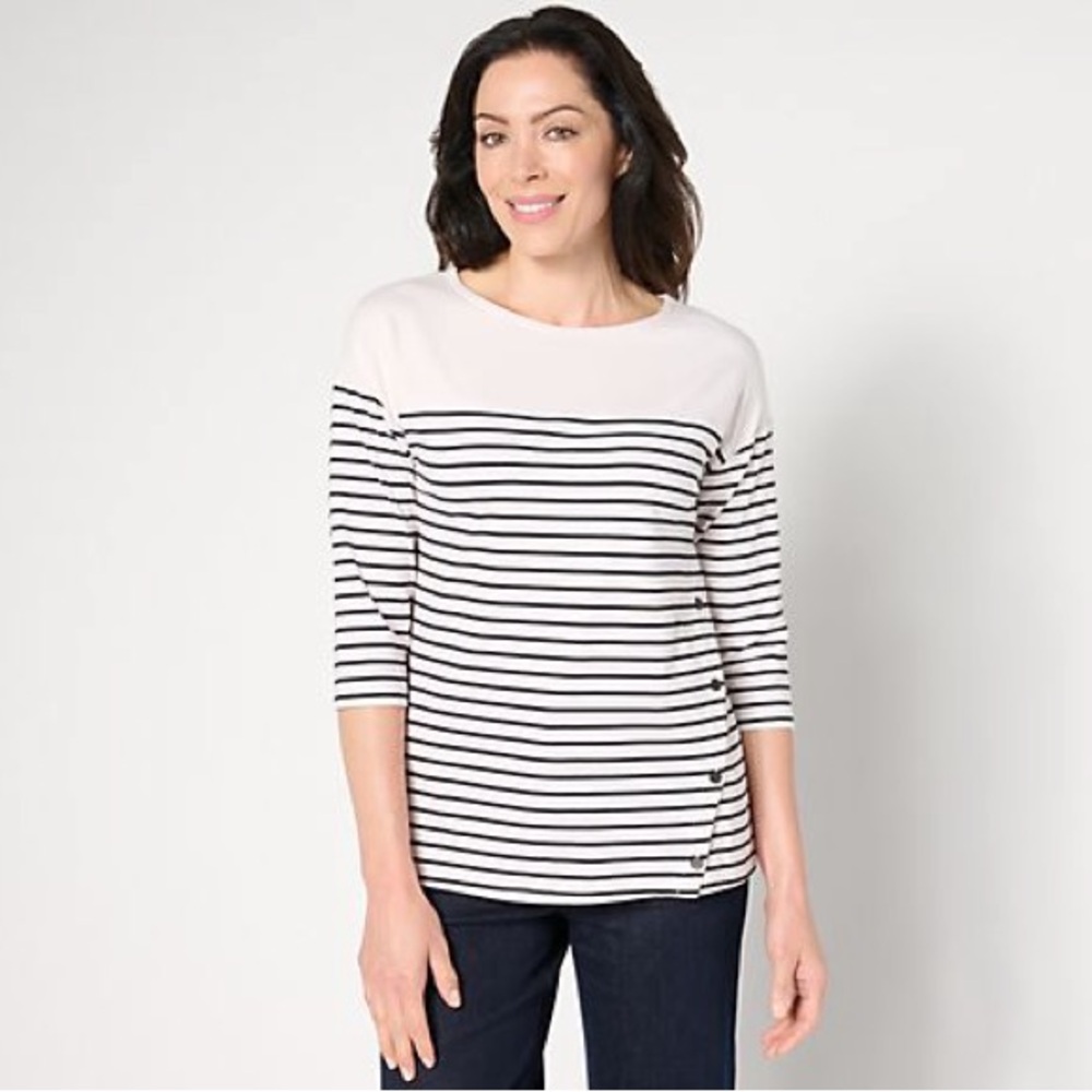 NWOT Cuddl Duds Cottonwear+ Stripped T